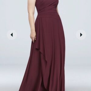 David's Bridal Red One Shoulder Sleeveless Gown